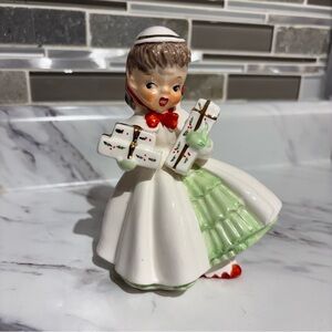 Vintage Napco Christmas Shopper Girl With Presents figurine Anthropomorphic